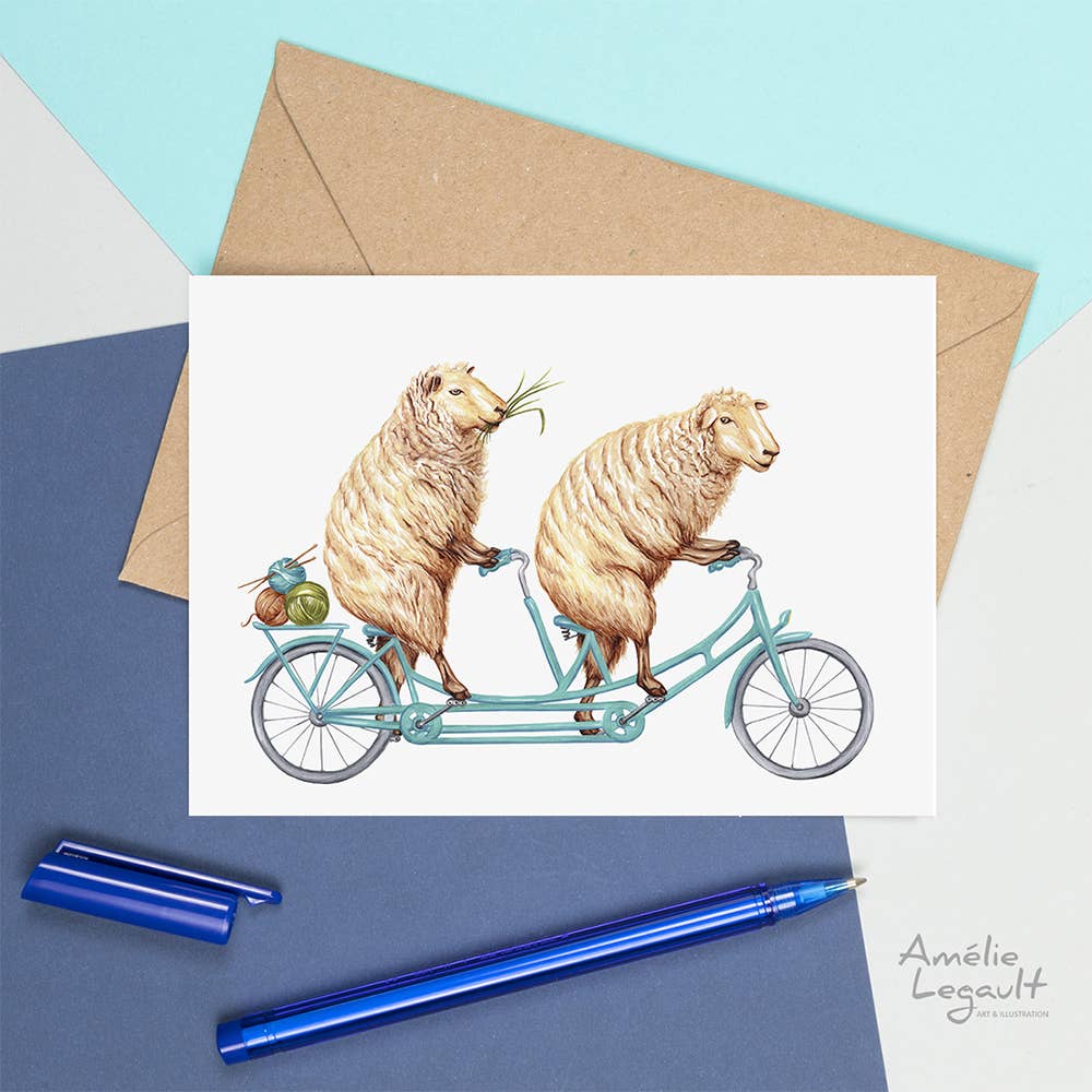 Sheep on a Bicycle Card