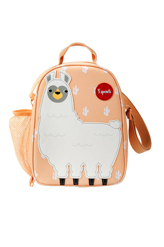 Pink lunch bag with a llama on the front