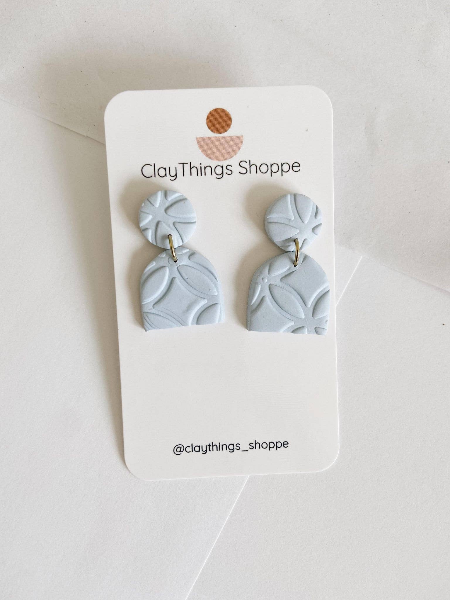  Jessie in Dusty Blue, Polymer Clay Earrings