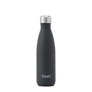 Black water bottle with a stainless steel lid