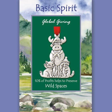 Moose and Friends Wild Spaces Global Giving Ornament - Handmade Canadian Christmas ornament featuring a moose and friends in a woodland scene, unique gift design.