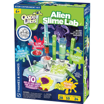 Ooze Labs: Alien Slime Lab - Alien Slime Lab STEM kit with test tubes and glowing slime, unique Canadian gift for kids.