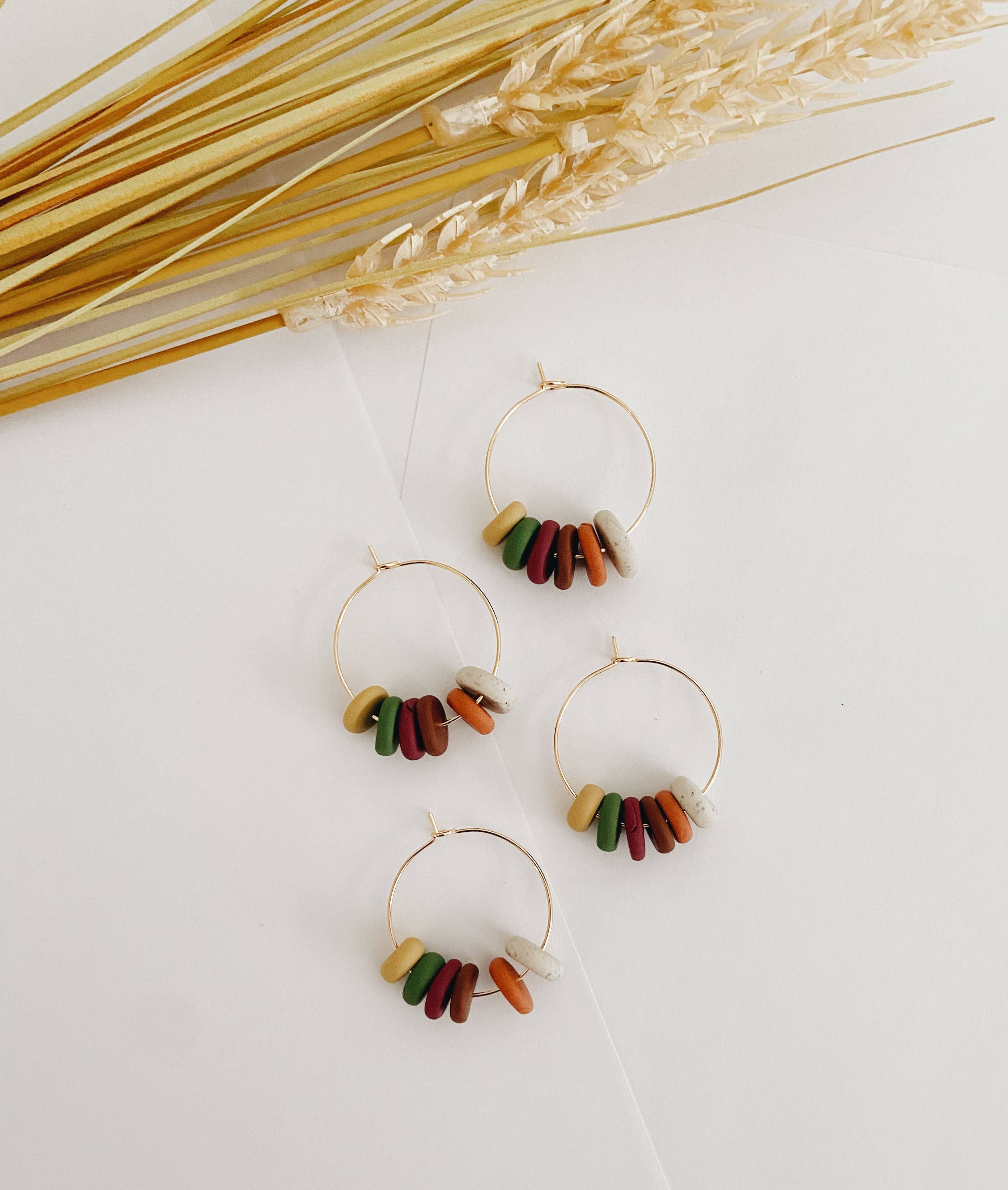 Fall Hoops, Polymer Clay Earrings