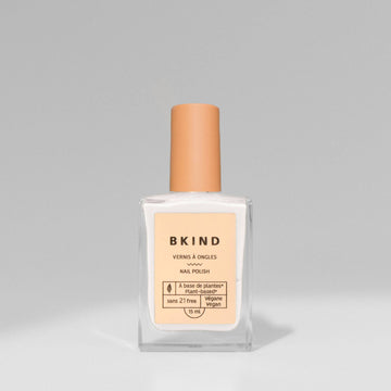 Vegan & 21-free Nail Polish - Bichon - Bkind vegan 21-free nail polish in soft beige with matte peach cap, unique Canadian handmade gift.