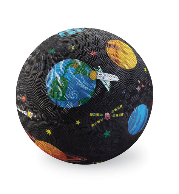 A black ball with the planets, spaceships, stars and satellites 