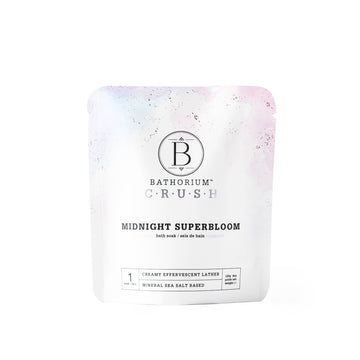 Midnight Superbloom Crush Bath Soak - Midnight Superbloom Crush Bath Soak pouch with pastel watercolor design, handmade Canadian gift.