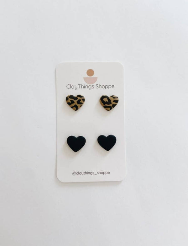 Heart Stud Pack, Polymer Clay Earrings