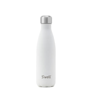 White water bottle with a stainless steel lid