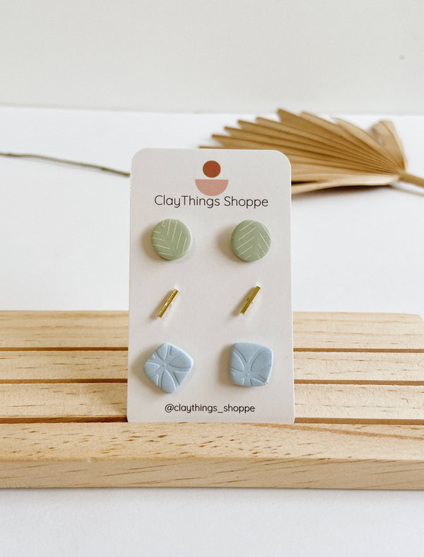 Spring Brass Set, Polymer Clay Earrings