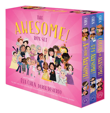 The Awesome! Box Set: A is for Awesome!, 3 2 1 Awesome!, and Colors of Awesome! - Colorful board book box set featuring diverse children illustrations, unique Canadian gift for toddlers and preschoolers.