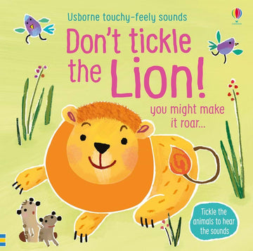 Don't Tickle The Lion! (Board Book) - Colorful children's board book cover featuring a smiling lion and playful illustrations, a unique Canadian gift.