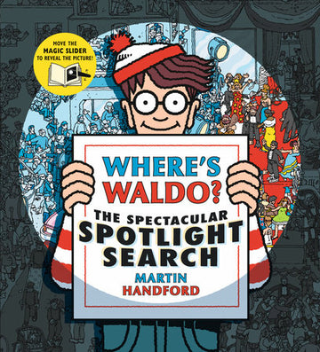 Where's Waldo? The Spectacular Spotlight Search - Where's Waldo? book cover with colorful crowd scene and red-and-white striped hat, unique Canadian gift.