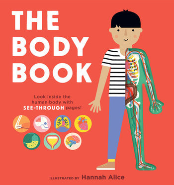 The Body Book - The Body Book with colorful see-through human anatomy illustration, unique handmade Canadian gift for kids.