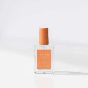 Vegan & 21-free Nail Polish - Top Coat - Clear vegan top coat nail polish in a square glass bottle with a matte terracotta cap, Canadian handmade gift.