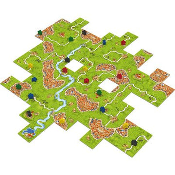 Carcassonne Board Game - Carcassonne board game tiles with rivers and fields, handmade Canadian strategy gift.