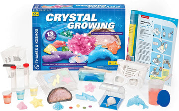 Crystal Growing Kit (Thames & Kosmos) - Crystal Growing Kit by Thames & Kosmos with colorful crystals, tools, and instructions, unique Canadian gift.