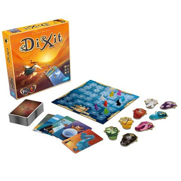Dixit Board Game - Dixit board game with colorful cards, unique painted animal tokens, and Canadian handmade gift box.