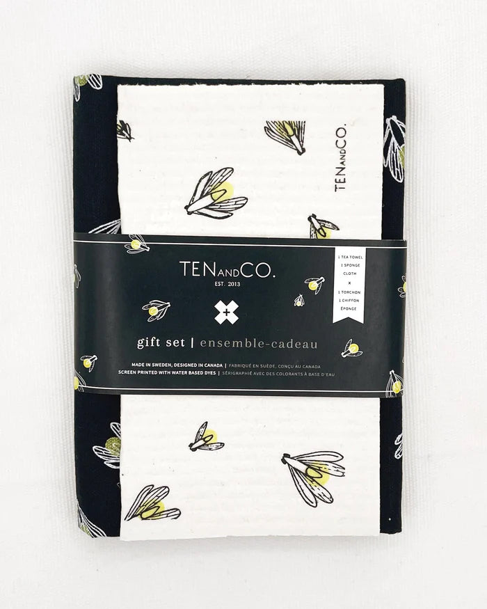 Tea Towel and Sponge Cloth Gift Set - various designs (Ten & Co.)