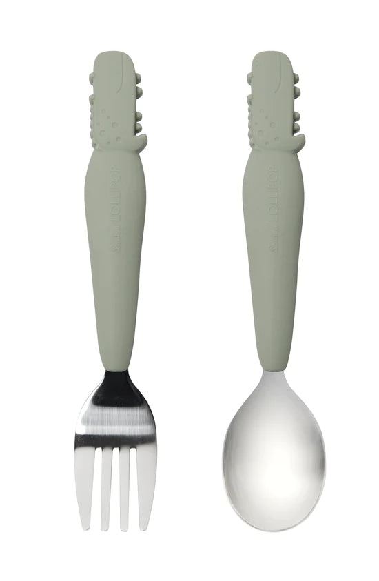 Kids Spoon and Fork Set - Born To Be Wild (Alligator)