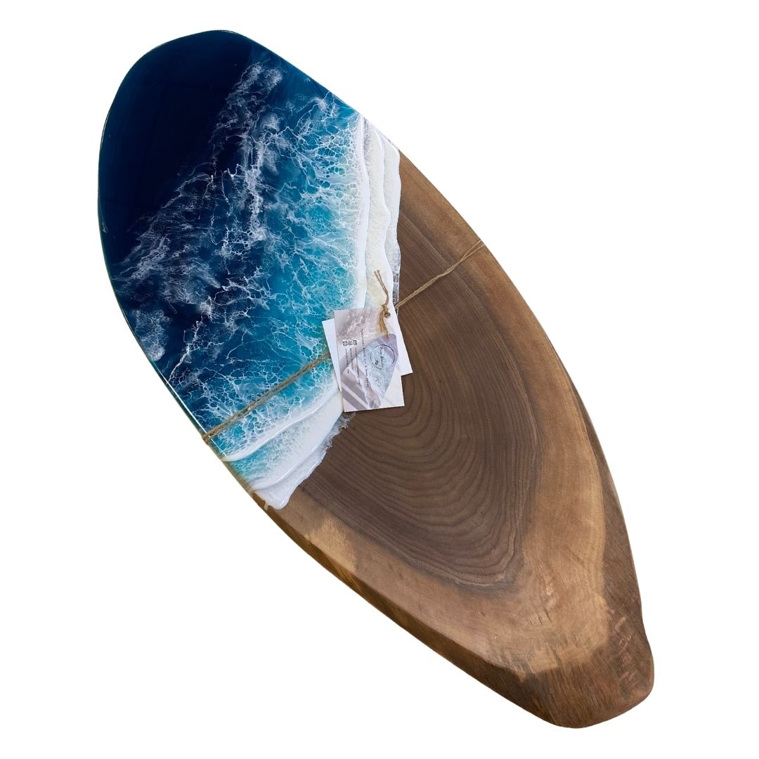 XL Walnut Live Edge Resin Ocean Charcuterie Board