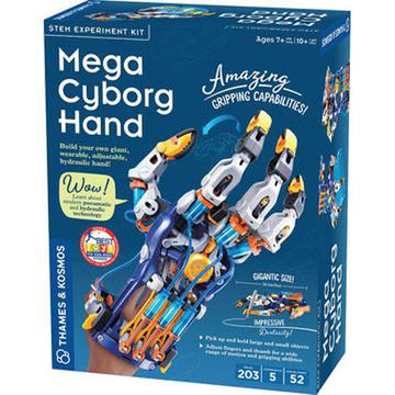 Mega Cyborg Hand (Thames & Kosmos) - Mega Cyborg Hand STEM kit box showcasing a unique Canadian handmade robotic hand toy gift.