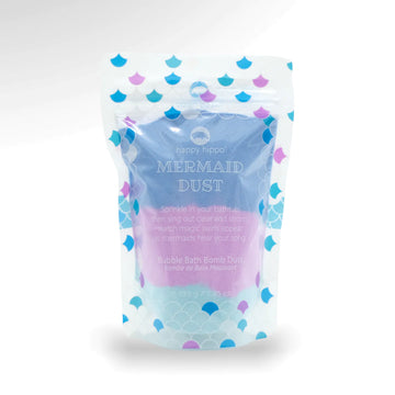 Mermaid Dust - bubble bath dust - Handmade Canadian Mermaid Dust bubble bath dust in purple pouch with mermaid scale design, unique gift.
