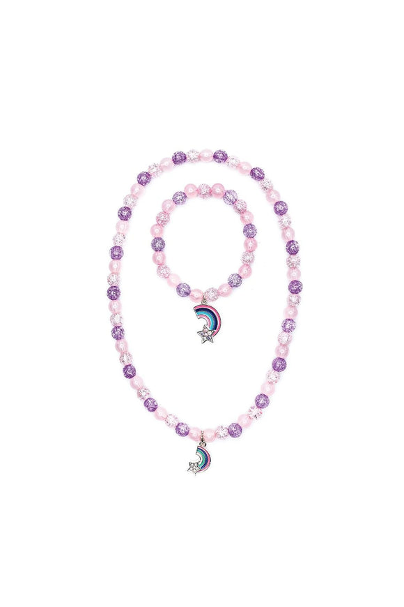 Purple Rainbow Necklace & Bracelet Set