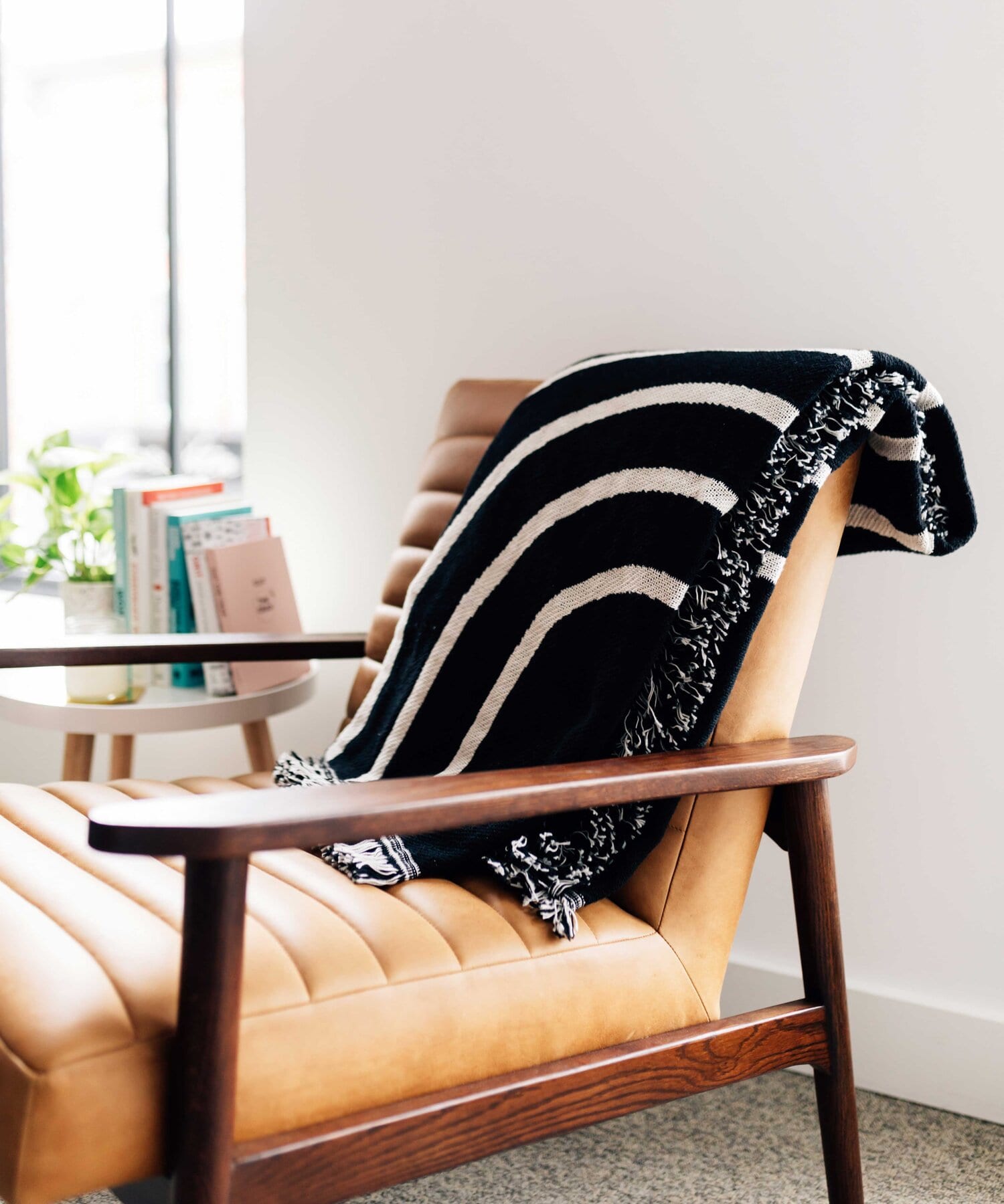 Rainbow Cotton Throw Blanket (Swell Made Co) Black and white 