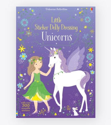 Little Sticker Dolly Dressing: Unicorns (Sticker Book) - Little Sticker Dolly Dressing Unicorns book cover with a girl and winged unicorn on purple background, unique handmade.