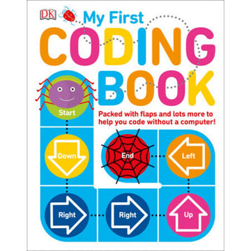 My First Coding Book - Brightly colored children's coding book cover with interactive flaps, unique Canadian gift.