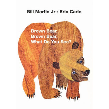 Brown Bear, Brown Bear, What Do You See? (Board Book) - Brown bear illustration on white cover of unique handmade Canadian board book gift.