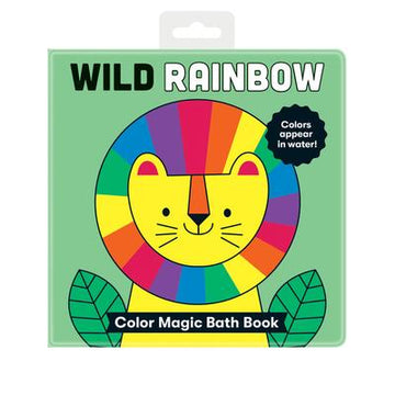 Wild Rainbow Colour Magic Bath Book - Wild Rainbow Colour Magic Bath Book with colorful lion design, unique Canadian handmade gift for babies.