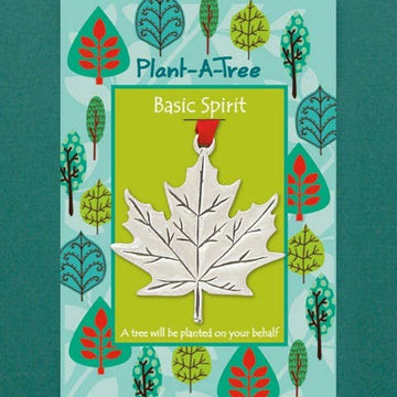 Maple Leaf Plant a Tree Ornament - Handmade Canadian maple leaf ornament with red ribbon, unique gift for Christmas.