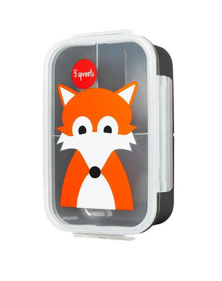 Grey bento box wit fox design on the lid