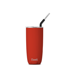 24oz Poppy Red Tumbler with Straw