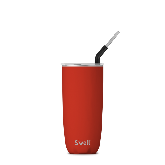 24oz Poppy Red Tumbler with Straw