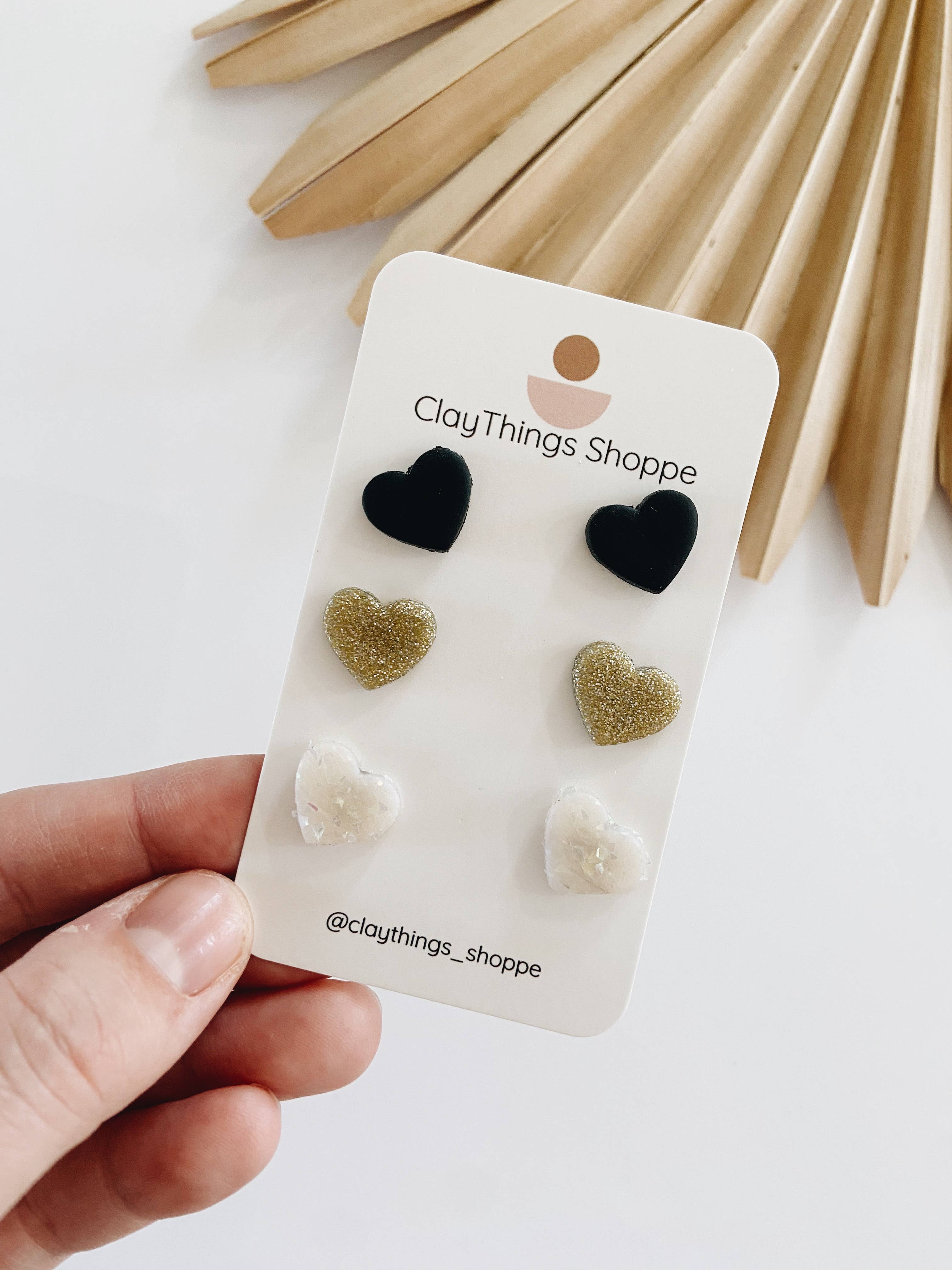 Black Heart Stud Pack | ClayThings Shoppe