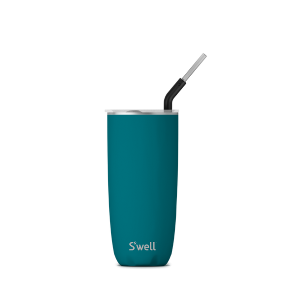 24oz Peacock Blue Tumbler with Straw