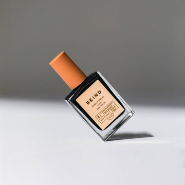Vegan & 21-free Nail Polish - Black Heart - Vegan 21-free Black Heart nail polish by BKIND with matte orange cap, unique Canadian handmade gift.