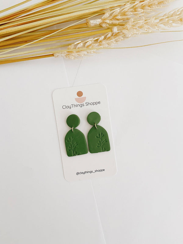 Mia in Olive, Polymer Clay Earrings
