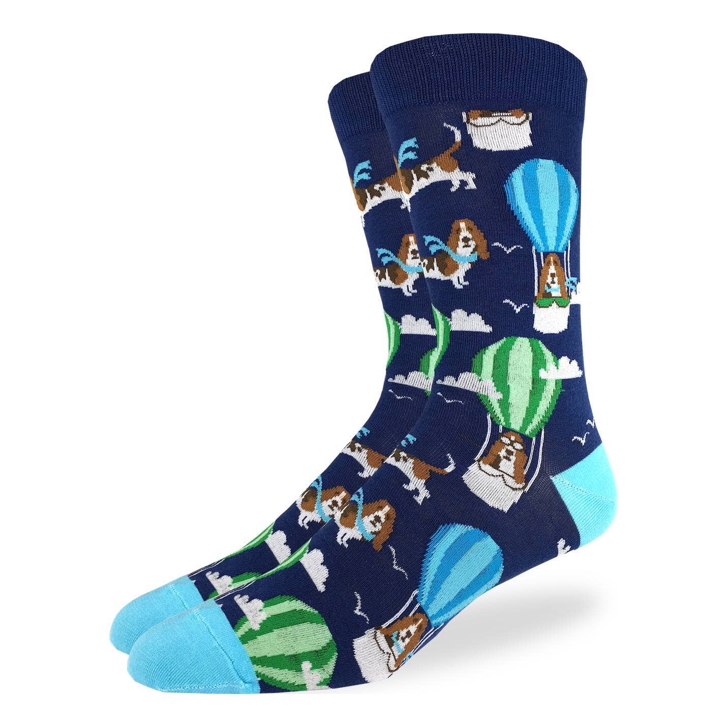  Men's Basset Hound Air Balloon Socks