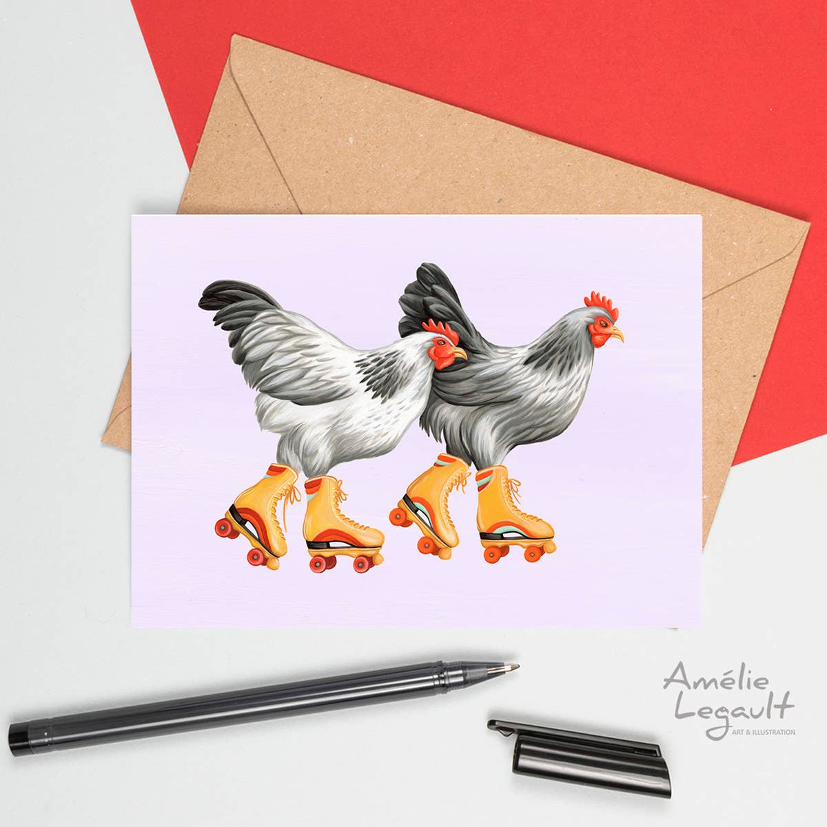 Hens Roller Skating Card