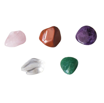 I Dig It! Rocks - Real Minerals Excavation Kit - Set of five polished real mineral stones in pink, red, purple, white, and green, unique handmade Canadian gift.