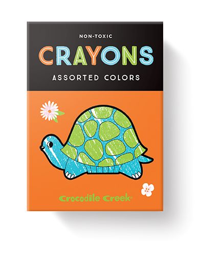 A pack of crayons with a turtle on the front 