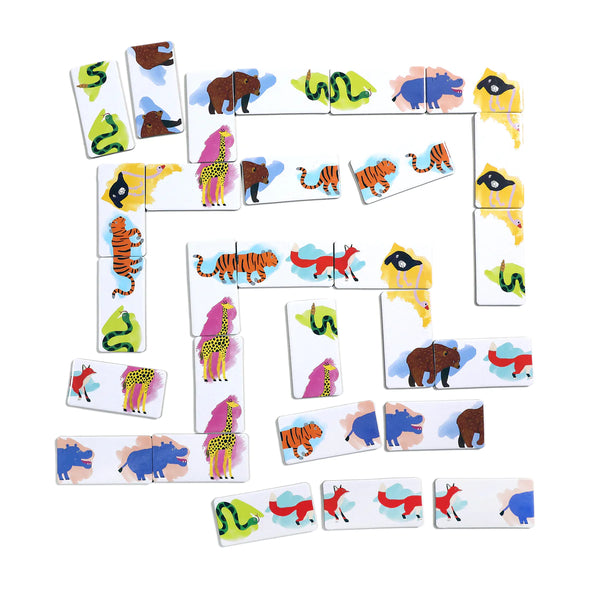 Contents of Head to Toe Dominoes Animal Parade