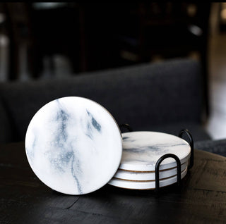  Lynn & Liana Ceramic Resin Art Coasters - Marble