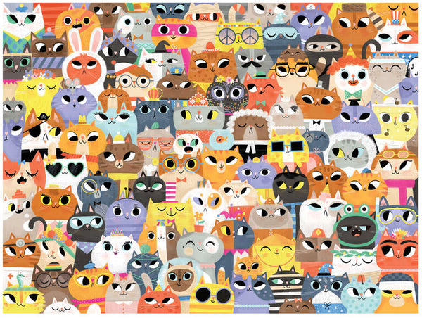 A collage of different cat faces 