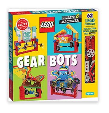 LEGO Gear Bots - Colorful LEGO Gear Bots building kit box with 62 pieces, unique handmade Canadian gift for kids ages 6+.