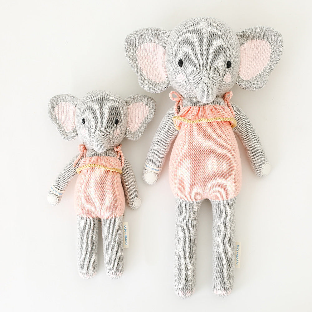 2 different sized elephant stuffies