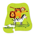 A tiger is standing on top of a lion, standing on top of a zebra, standing on top of an alligator